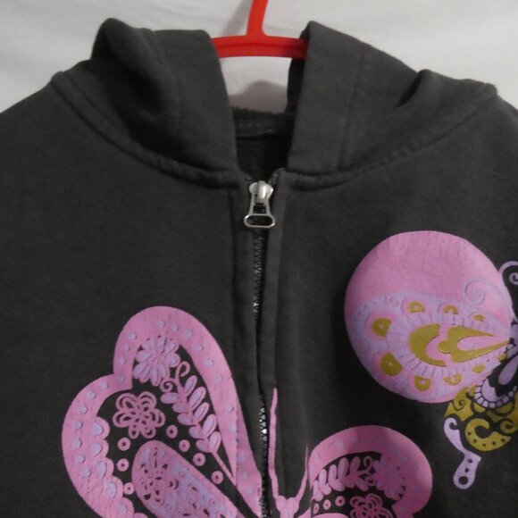 WOOLWORTHS | 6-7 years | Brown Hooded Zip-Up Sweatshirt | Butterfly Print Front - Picture 5 of 16